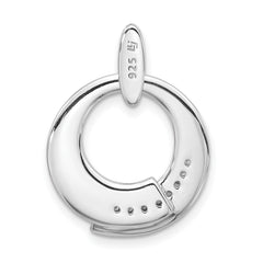 Sterling Silver Rh-p and Gold-plated CZ Brushed Pendant