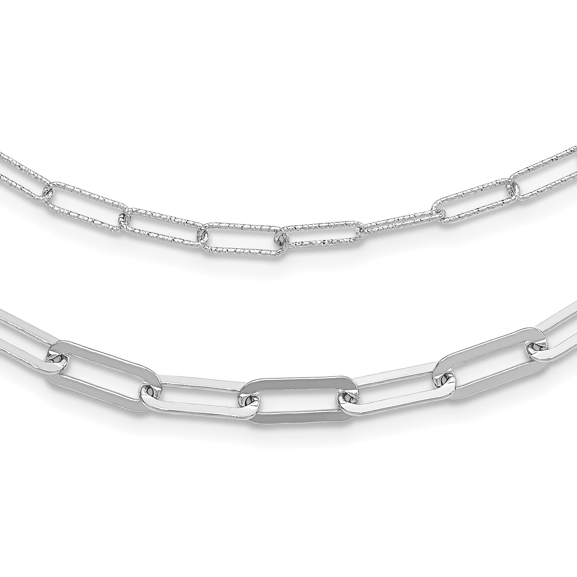 Sterling Silver Rhodium-plated Multi-layer w/ 2in ext Necklace