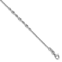 Sterling Silver Rhodium-Rhodium-Plated w/ 1in ext Anklet
