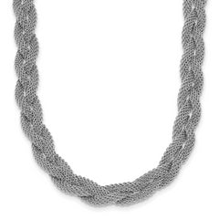 Sterling Silver Rhodium-Rhodium-Plated Braided Polished Necklace