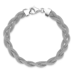 Sterling Silver Rhodium-plated Braided Polished Bracelet