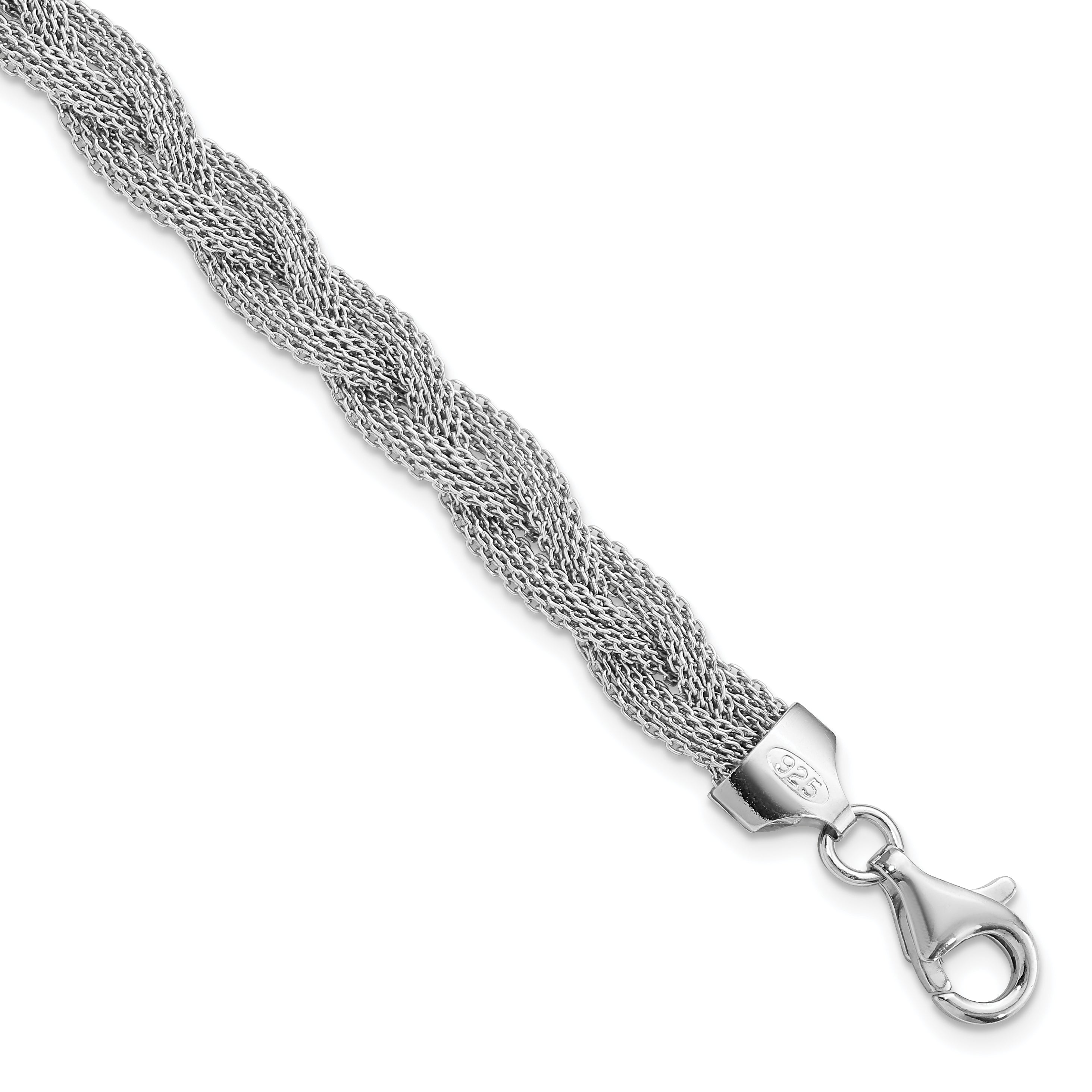 Sterling Silver Rhodium-plated Braided Polished Bracelet