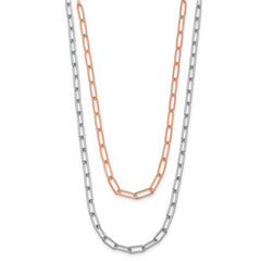 Sterling Silver Rh-p Rose-tone 2-strand with 1.25in ext. Necklace