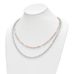 Sterling Silver Rh-p Rose-tone 2-strand with 1.25in ext. Necklace