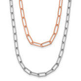 Sterling Silver Rh-p Rose-tone 2-strand with 1.25in ext. Necklace