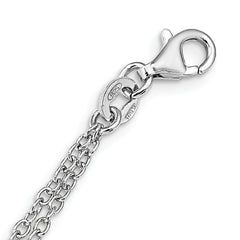 Sterling Silver Rhod-pl CZ Cross Multi-strand w/ 2in ext. Necklace