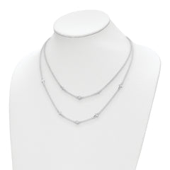 Sterling Silver Rhod-pl CZ Cross Multi-strand w/ 2in ext. Necklace