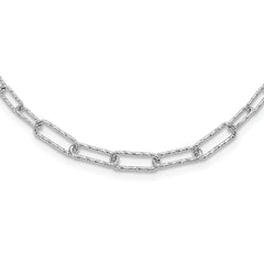 Sterling SilverRhodium-Rhodium-Plated Diamond-cut with 2in. ext Link Necklace