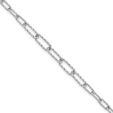 Sterling Silver RH-plated Dia-cut Link w/1in ext. Bracelet