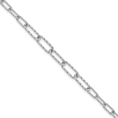 Sterling Silver RH-plated Dia-cut Link w/1in ext. Bracelet