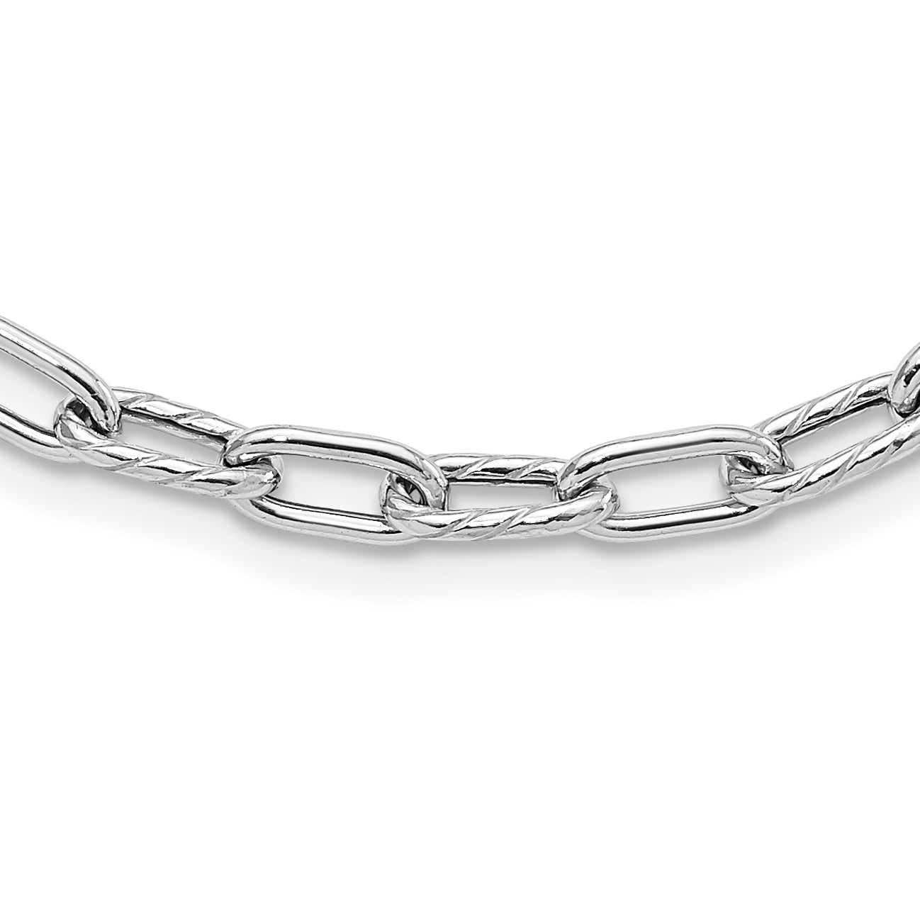 Sterling SilverRhodium-Rhodium-Plated Polished and Textured Link Necklace