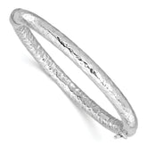 Sterling Silver Rhodium-plated Polished Hammered Bangle
