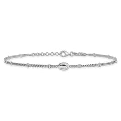 Sterling Silver Rhodium-plated Miraculous Medal 9 inch Plus 1 inch Extender - Total 10 inch Anklet