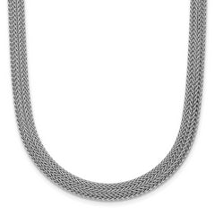Sterling Silver Rhodium-Rhodium-Plated Polished Mesh Woven Necklace