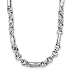Sterling SilverRhodium-Rhodium-Plated Polished Fancy Link Necklace