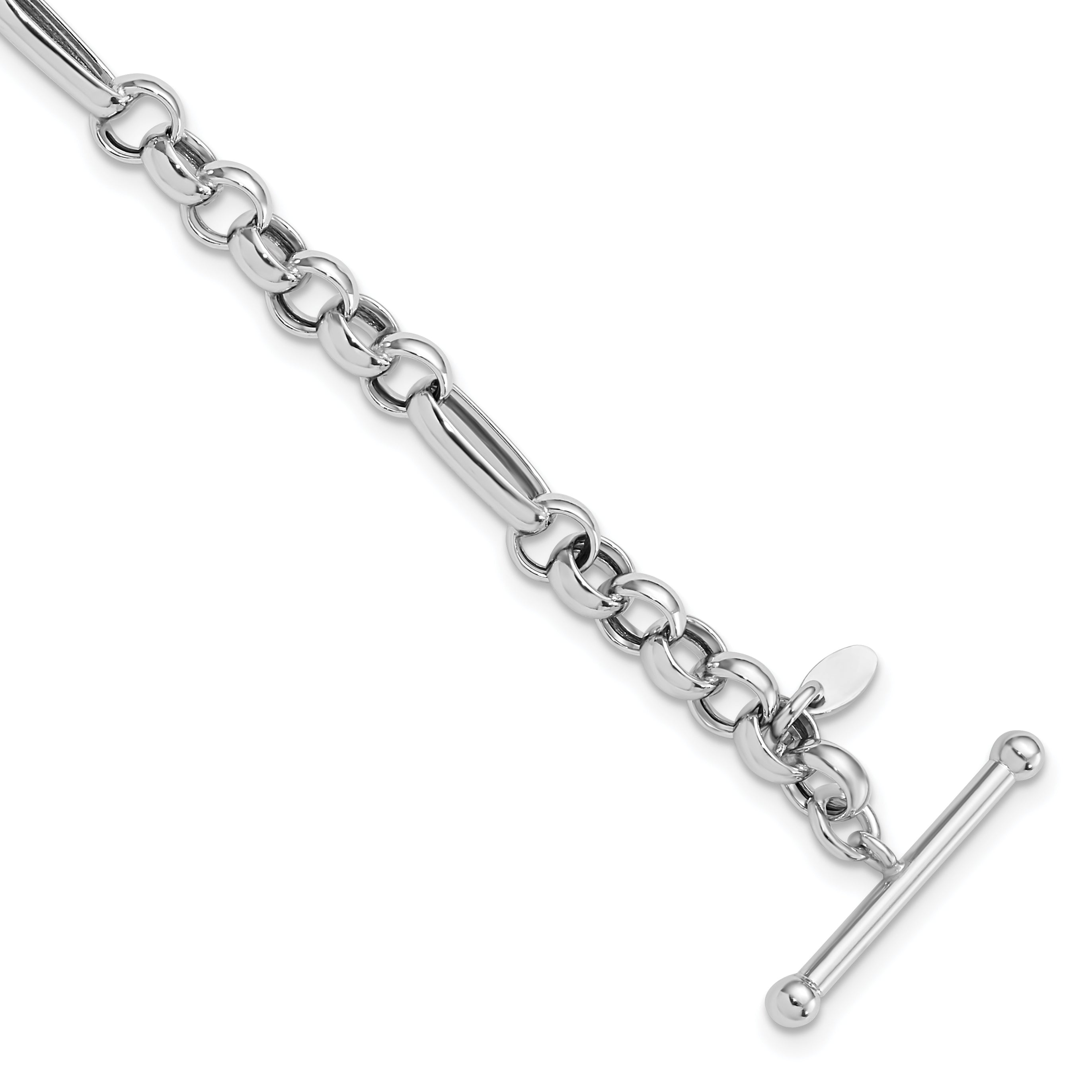 Sterling SilverRhodium-Rhodium-Plated Polished Fancy Link Bracelet