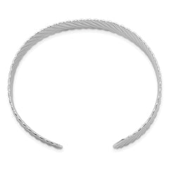 Sterling Silver Rh-plated Polished and Grooved Cuff Bracelet