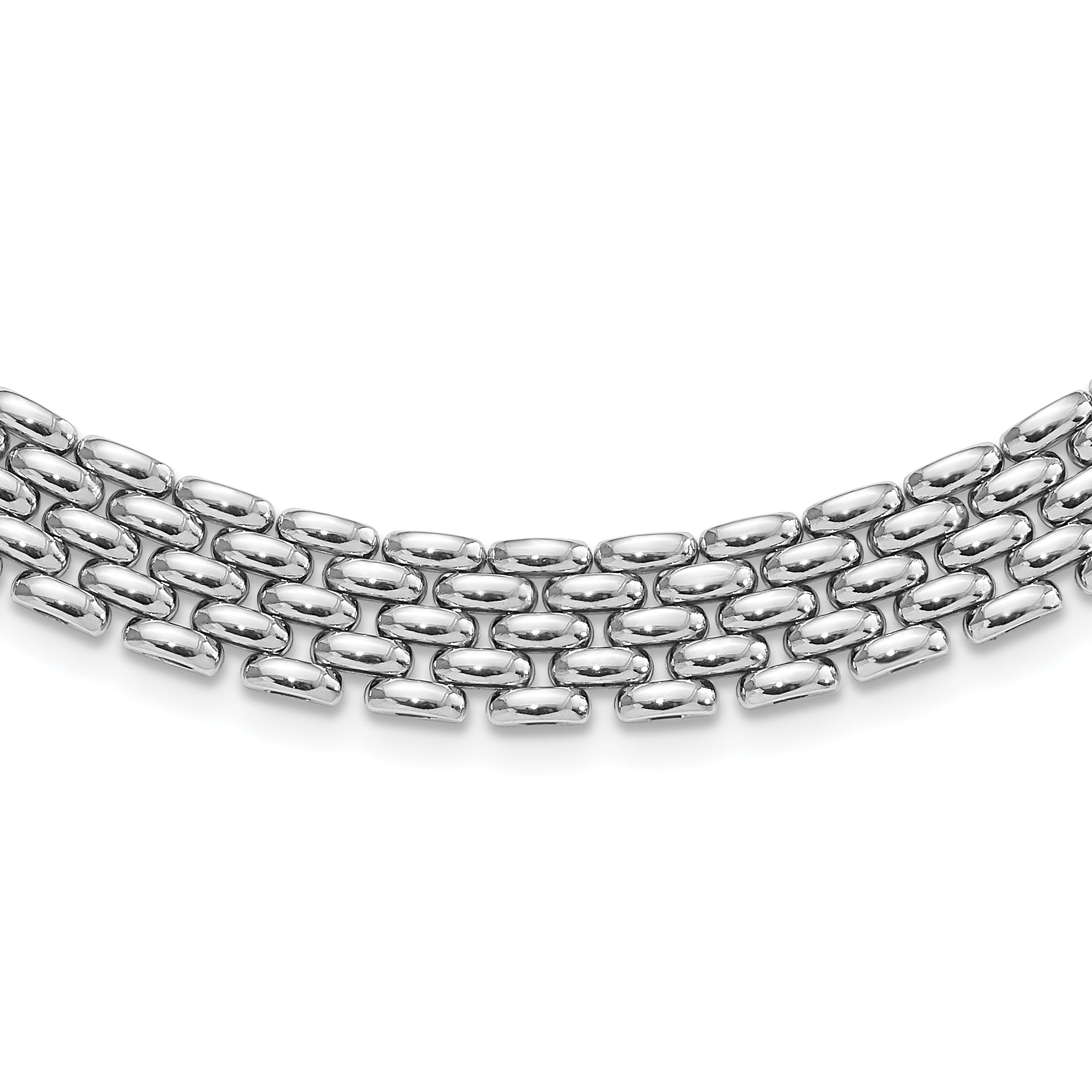 Sterling Silver Rhodium-Rhodium-Plated Polished Fancy Link Necklace