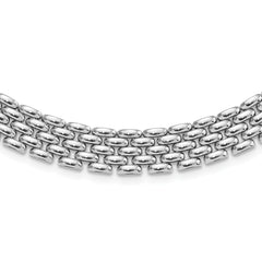 Sterling Silver Rhodium-Rhodium-Plated Polished Fancy Link Necklace