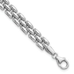Sterling Silver Rhodium-Rhodium-Plated Polished Fancy Link Bracelet