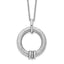 Sterling Silver Rhodium-Plated-plt Polished and Brushed CZ w/2in. ext Necklace