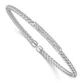 Sterling Silver RH-plated CZ Woven Flexible Cuff Bangle