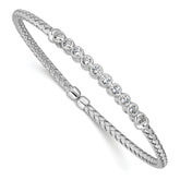 Sterling Silver Rhodium-plated CZ Woven Flexible Cuff
