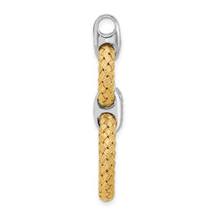 Sterling Silver Rh-plat and Gold-plated CZ Woven Circles Pendant