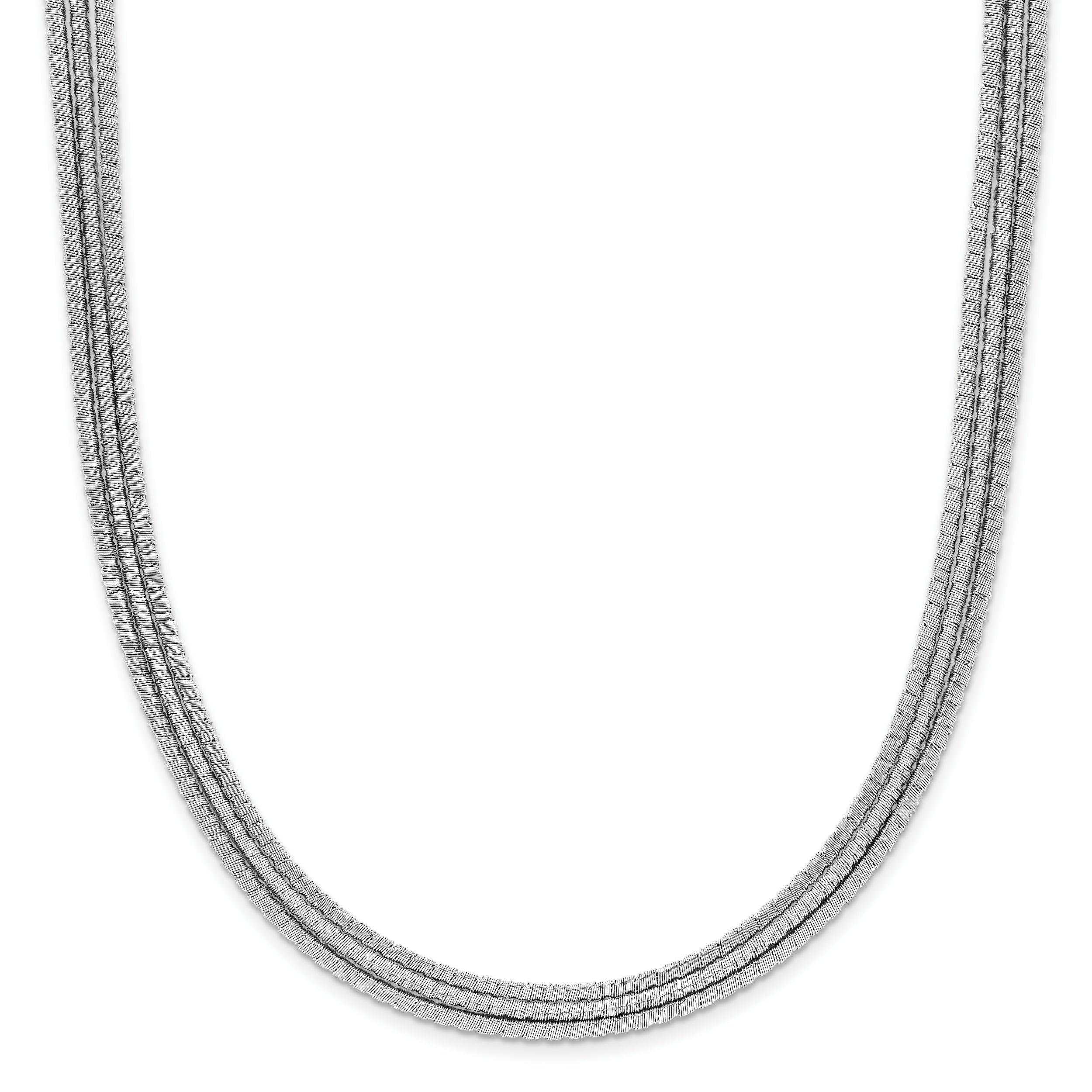 Sterling Silver Rhodium-Rhodium-Plated Textured 3-Strand Necklace