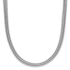 Sterling Silver Rhodium-Rhodium-Plated Textured 3-Strand Necklace