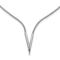 Sterling SilverRhodium-Rhodium-Plated Polished V with 2in ext. Necklace