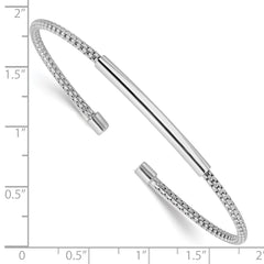 Sterling Silver Rhodium-plated Polished and Textured Cuff Bracelet