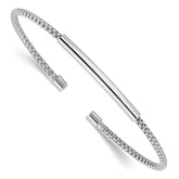 Sterling Silver Rhodium-plated Polished and Textured Cuff Bracelet