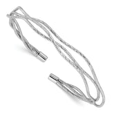 Sterling Silver Rh-plated Polished and Textured Wavy Cuff Bracelet