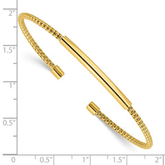 Sterling Silver Gold-plated Polished and Textured Cuff Bracelet