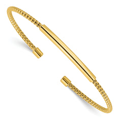 Sterling Silver Gold-plated Polished and Textured Cuff Bracelet