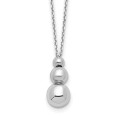 Sterling SilverRhodium-Rhodium-Plated Polished Beads with 1in ext. Necklace