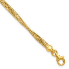 Sterling Silver Gold-pl Twist Texture Wrapped w/1in ext. Bracelet