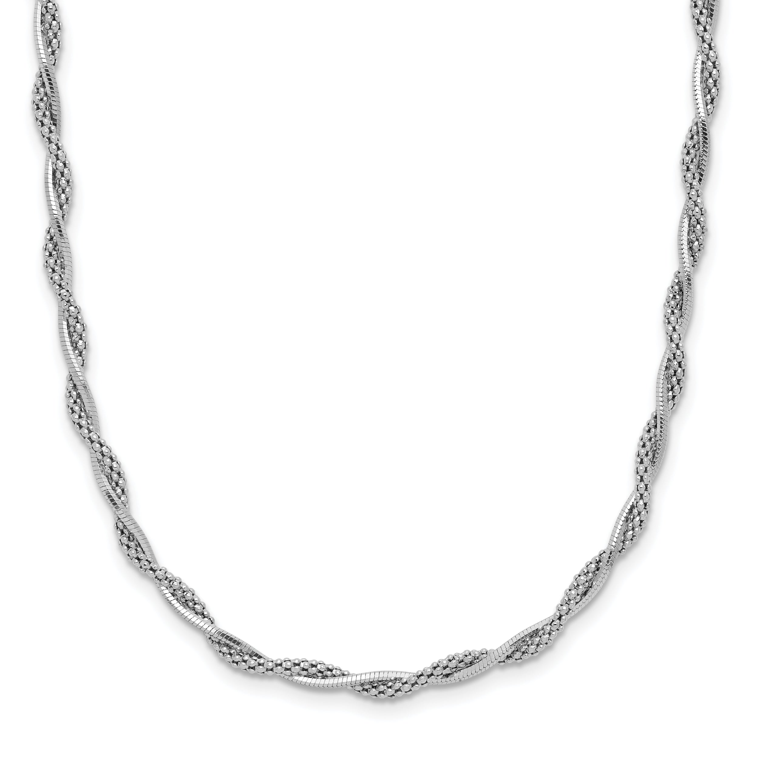Sterling SilverRhodium-Rhodium-Plated Polished Twisted w/2in. ext. Necklace