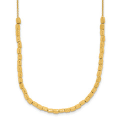 Sterling Silver Gold-plated Polished/Hammered With 2 Inch Extention. Necklace