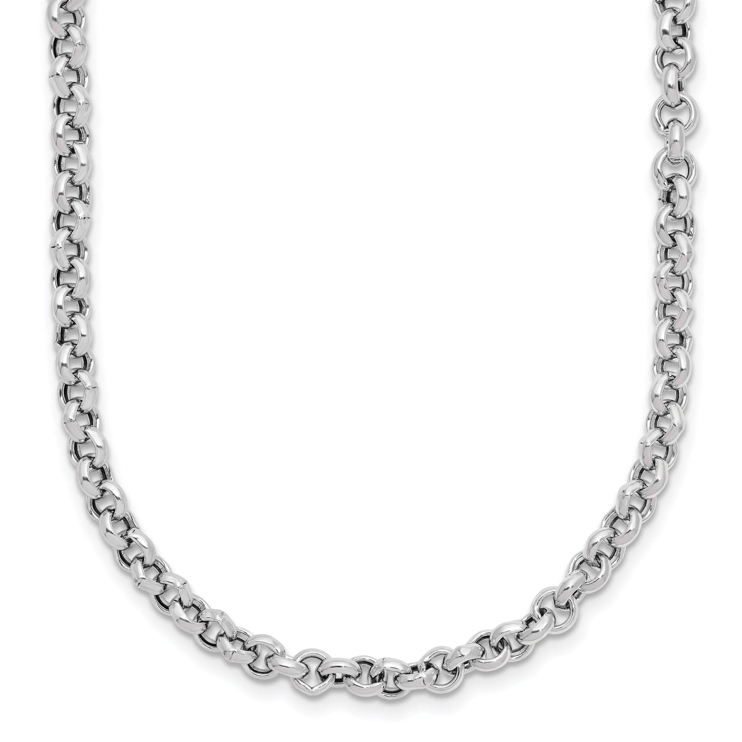 Sterling SilverRhodium-Rhodium-Plated Fancy Link Necklace