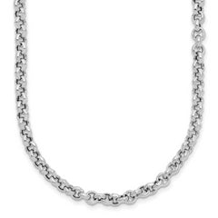 Sterling SilverRhodium-Rhodium-Plated Fancy Link Necklace
