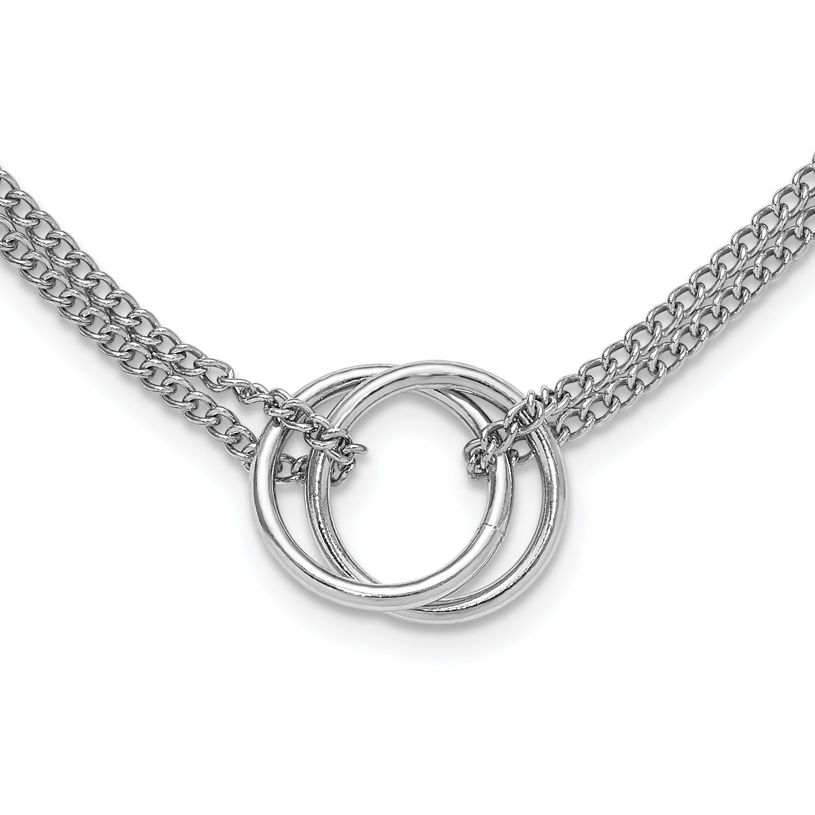 Sterling Silver Rhodium-Plated-plt Multi-Strand Circles w/ 2in ext. Necklace