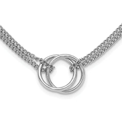 Sterling Silver Rhodium-Plated-plt Multi-Strand Circles w/ 2in ext. Necklace