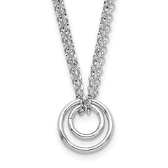 Sterling Silver Rhodium-Plated-plt Polished 2-Strand Circle With 2 Inch Extention Necklace