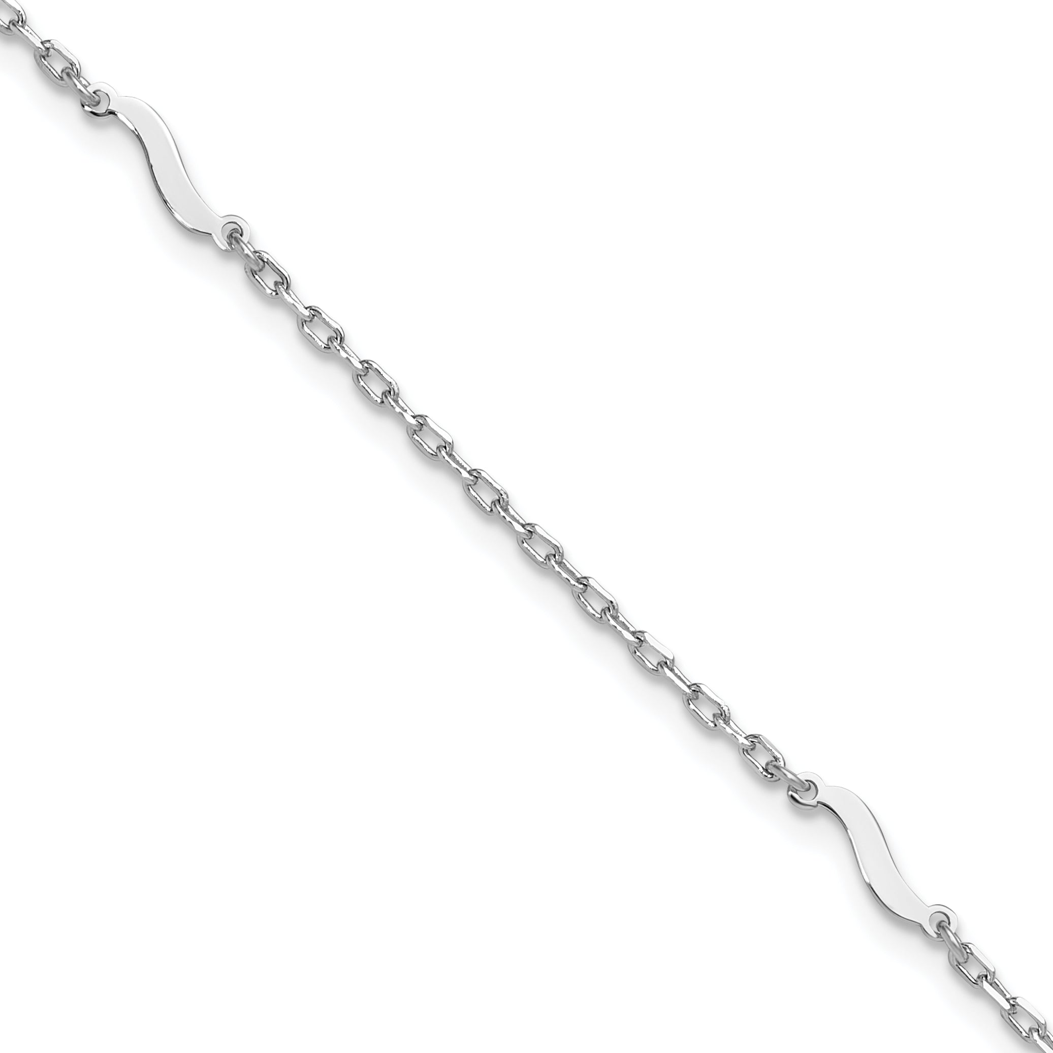 Sterling Silver Rhodium-Plated-pl Polished Paperclip 9in Plus 1in ext. Anklet