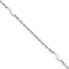 Sterling Silver Rhodium-Plated-pl Polished Paperclip 9in Plus 1in ext. Anklet