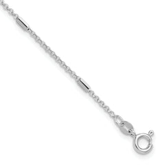 Sterling Silver Rhodium-Plated-plt Polished Bars/Chain 9in Plus 1in ext Anklet