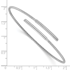 Sterling Silver Rhodium-plated Polished Bypass Cuff Bangle