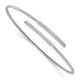 Sterling Silver Rhodium-plated Polished Bypass Cuff Bangle